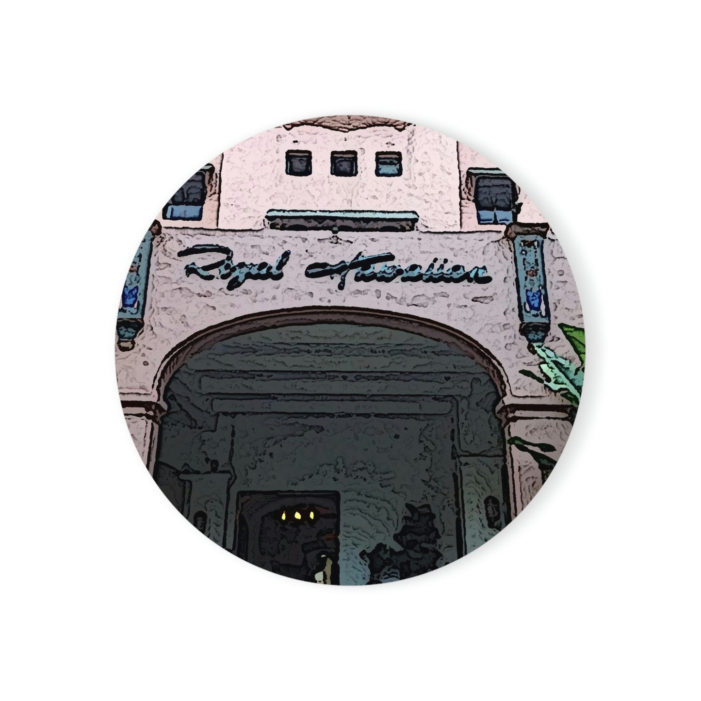 Cork Back Coaster ...  "La Grande Entree" At: 'The Pink Palace' ... The Royal Hawai'ian ... Honolulu, HI ... '27Oct2014' ... Original Works ...