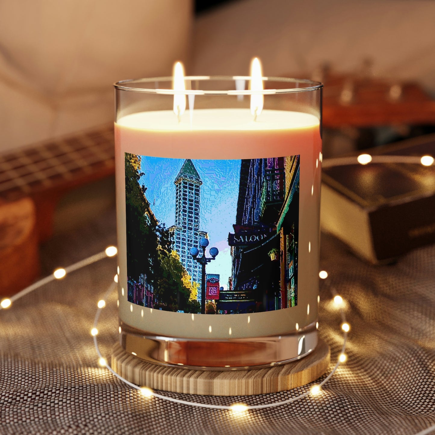 Scented Candle - Full Glass, 11oz ..  Pioneer Square & Smith Tower ... 'That World Famous View' ... Colleague Supplied Photo ... Original Works ...