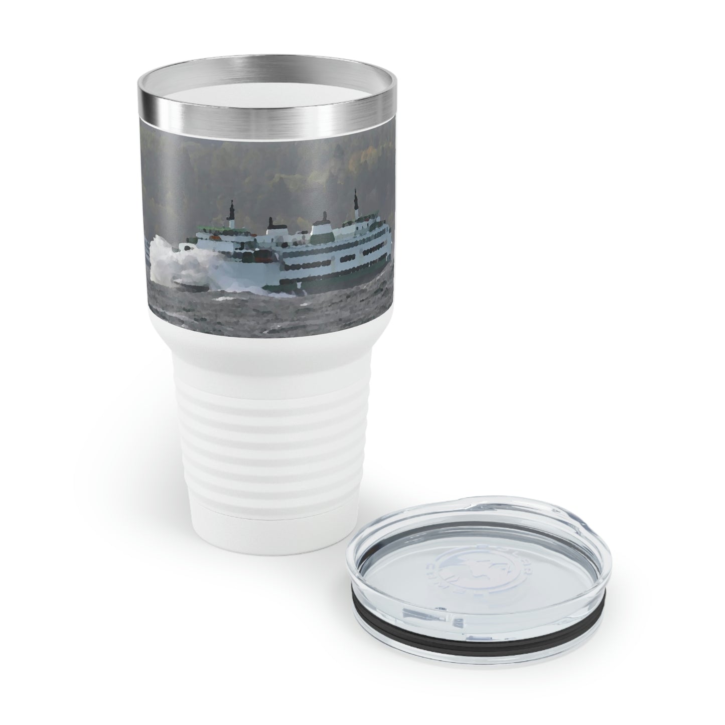 Ringneck Tumbler, 30oz ... WADOT Ferry Crossing ... "A Very Rough Day" ... Mulkiteo Route ... Family Archives ... Early 1990's' ... Original Works ...