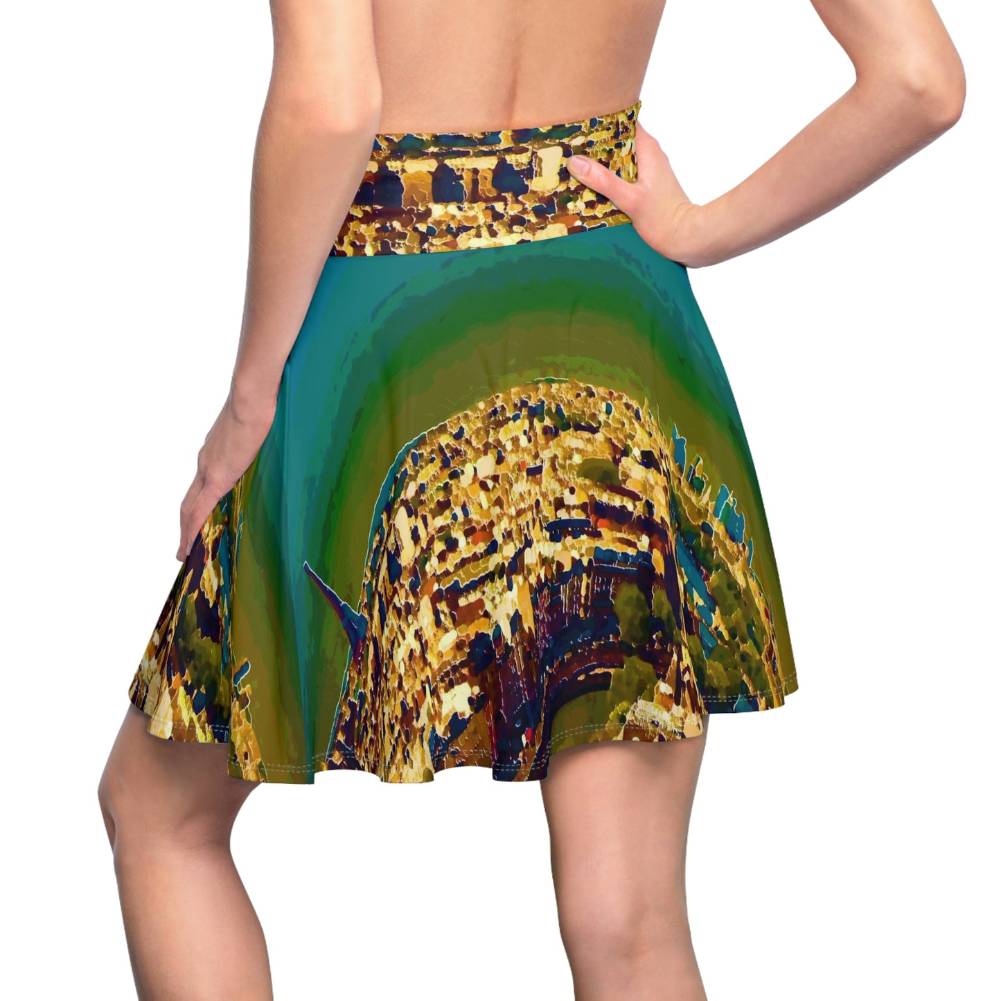 Women's Skater Skirt ... Au Paris ... "Along The River Seine" ... Barbara Joan Bonnell-Holt: 1972 ... Original Works ...