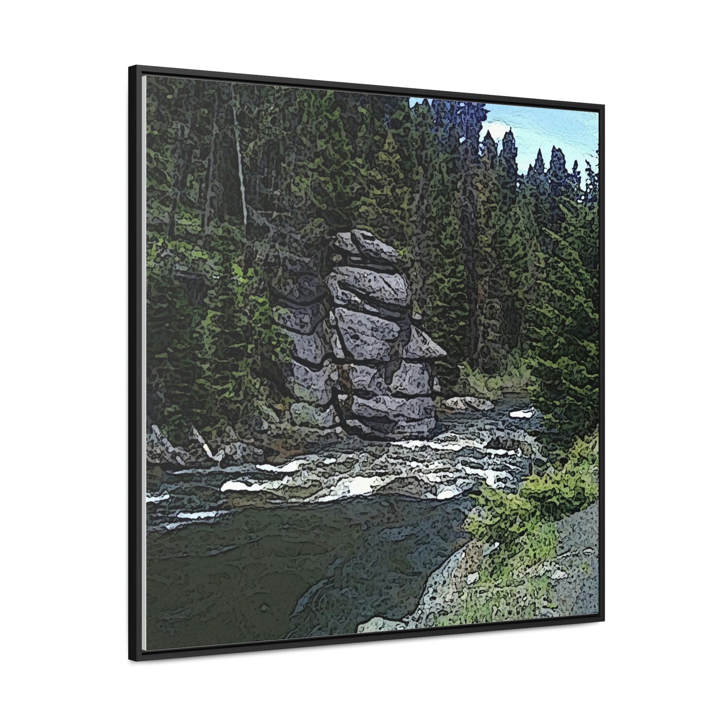 Gallery Canvas Wraps, Square Frame ...  "I Am Innocent" ... Tricky-Dick Immortalized ... Nixon Rock: Along The River ... Central Idaho, Summer 2020 ... Original Works ...