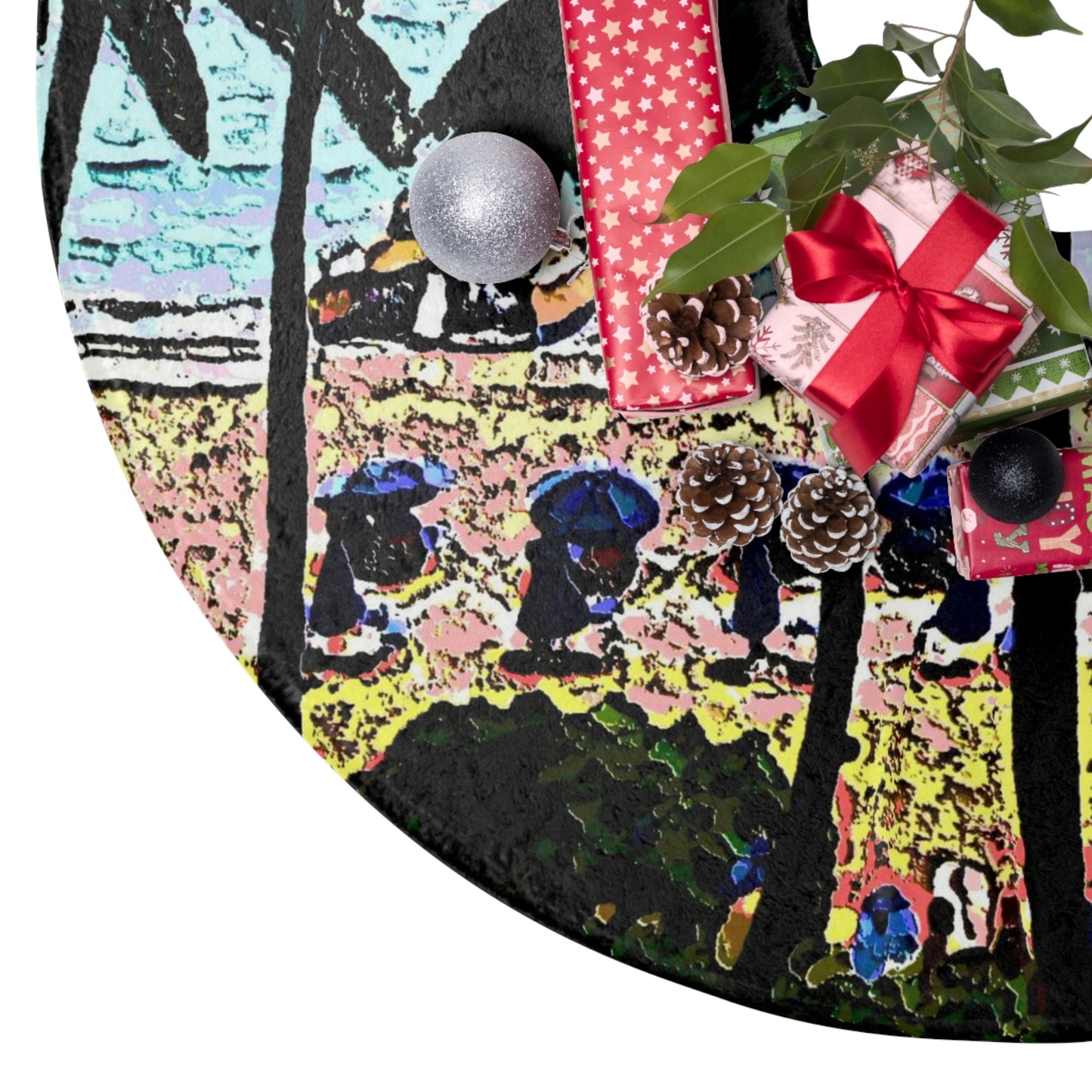 Christmas Tree Skirts ... "A Beautiful Beach Amongst The Palms" ... The Outrigger Waikiki, Honolulu, Oahu ... Original Works ...