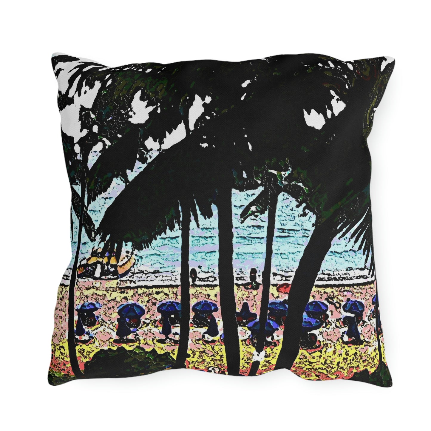 Outdoor Pillows ... "A Beautiful Beach Amongst The Palms" ... The Outrigger Waikiki, Honolulu, Oahu ... Original Works ...