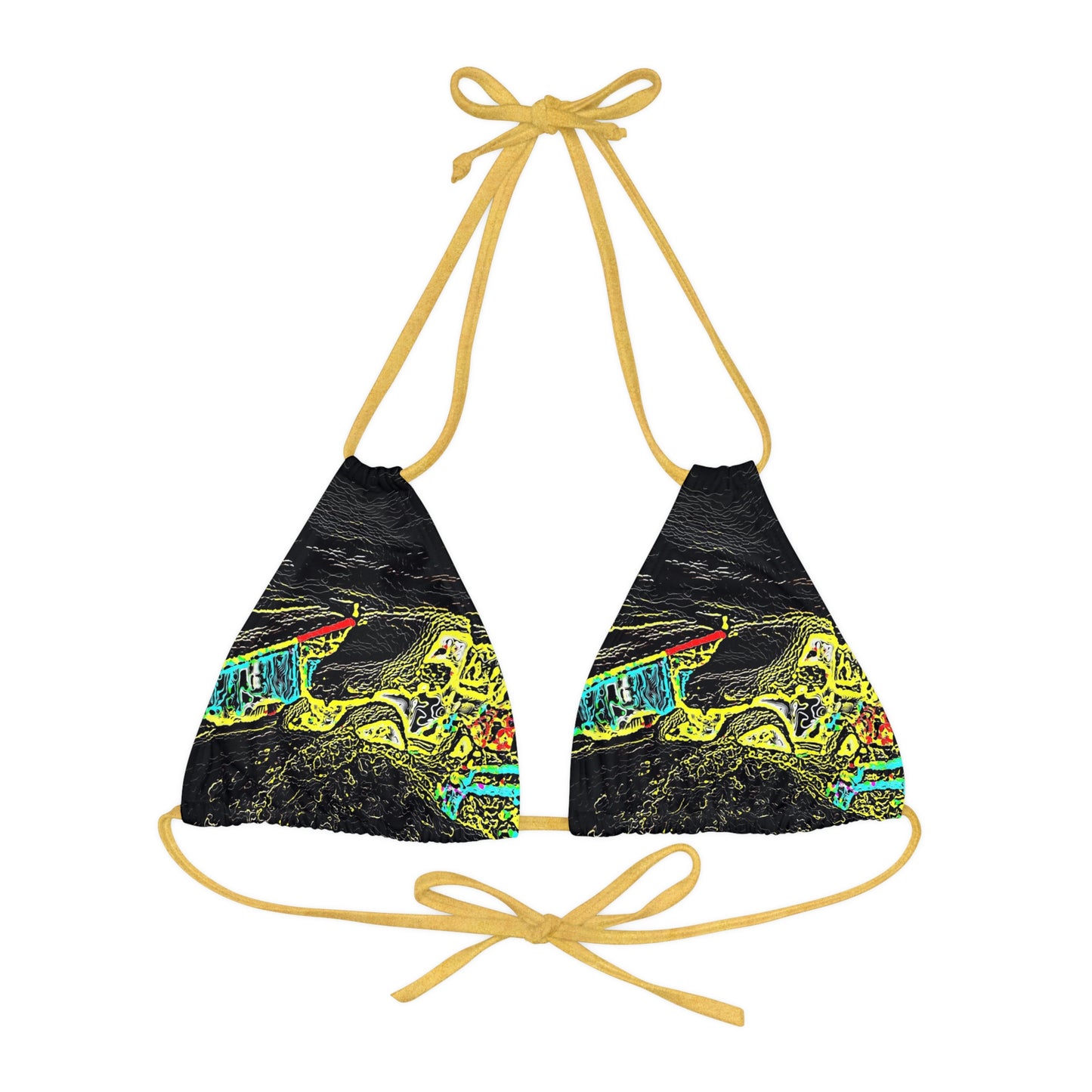 Strappy Triangle Bikini Top (AOP) ... "Snow Vehicle In Snow Storm At-Rest" ... Circa 12Mar23 ... Central Idaho ... 18-Hours Rendering Time: Original Works ...