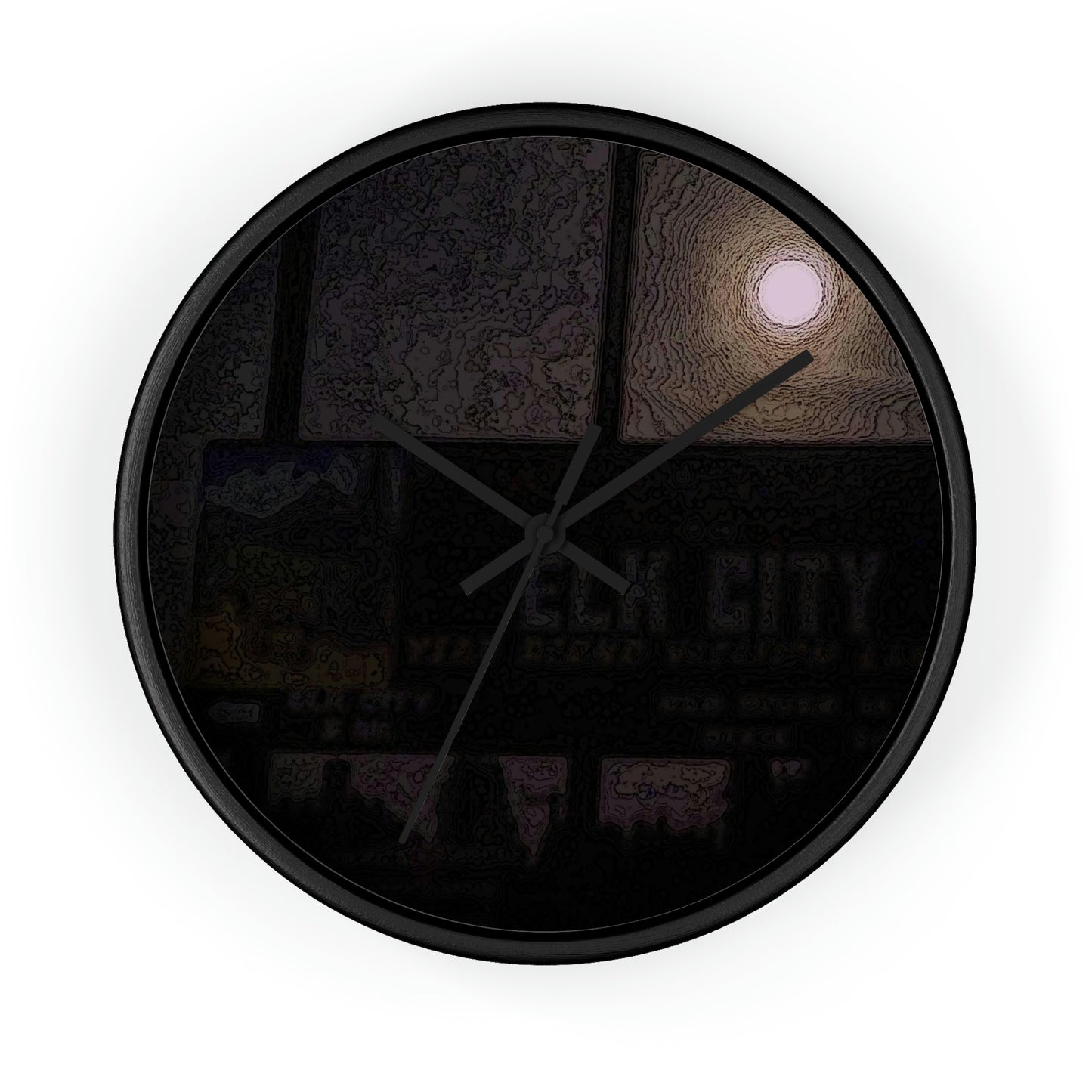 Wall clock ... Car Approaches From The Stern ... Moon Ascendary From The Bow ... "Two Friendly Travellers On A Cold Night Near Elk City" ... C
