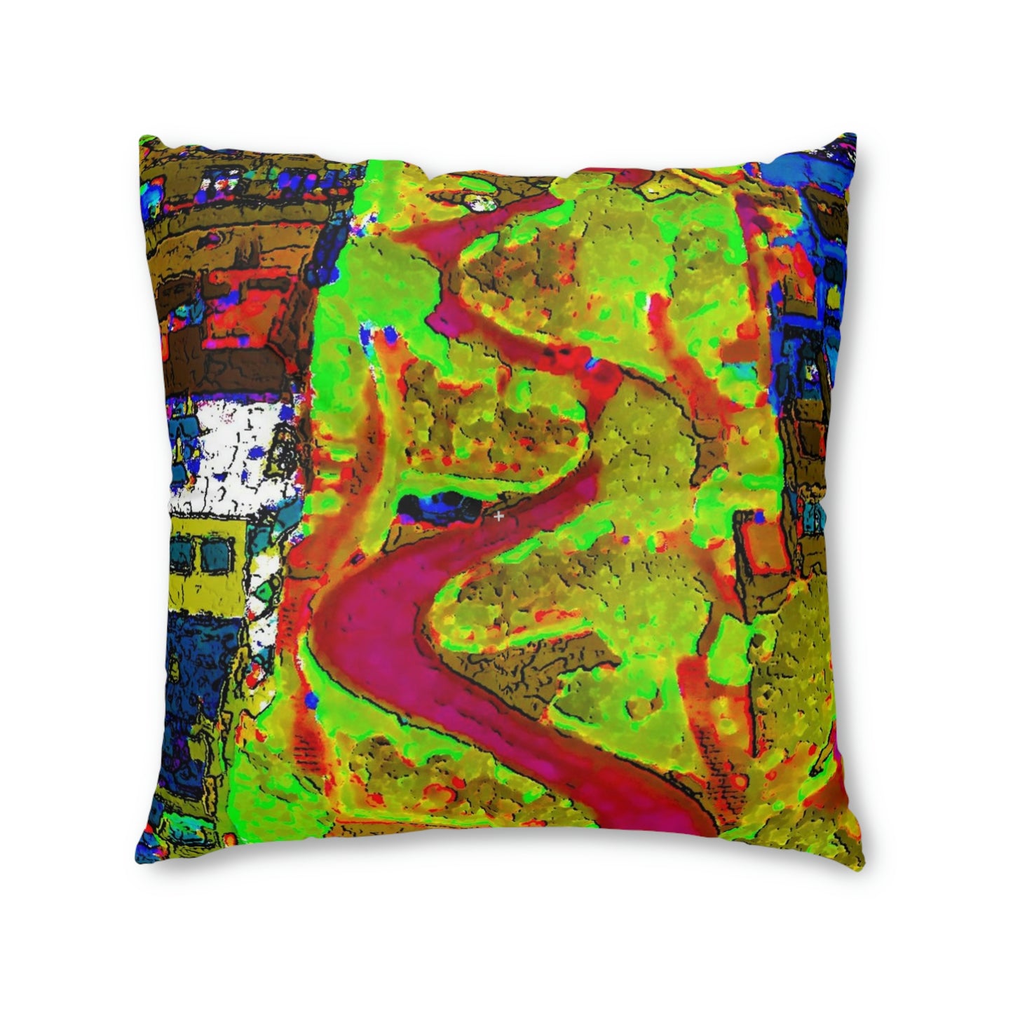 Tufted Floor Pillow, Square ... A Crazy Street ... 'Eight Winding Curve-Switchbacks' ... "Lombard Street, San Francisco, CA' ... Family Archives: 1970's ... Original Works ...
