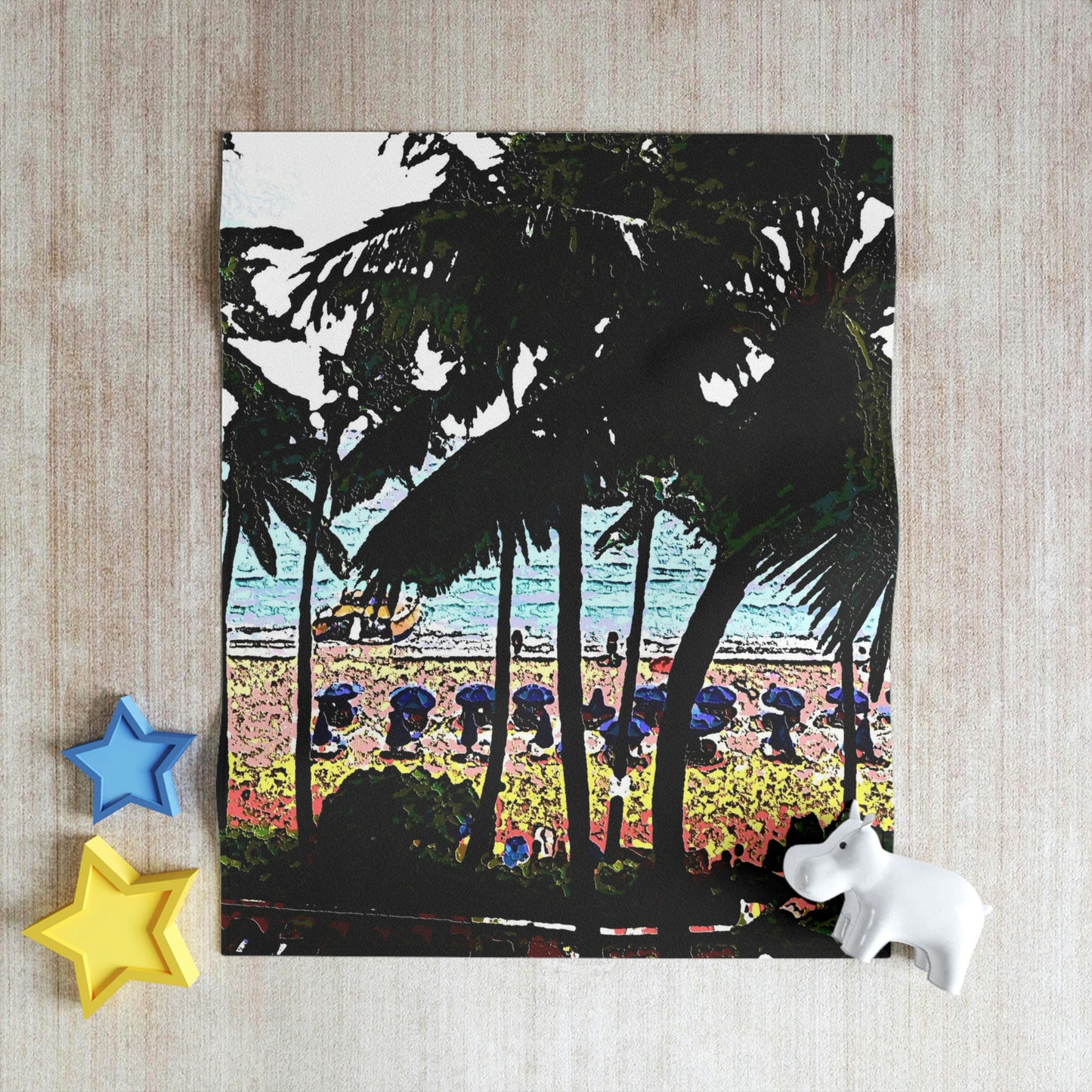 Throw Blanket ... "A Beautiful Beach Amongst The Palms" ... The Outrigger Waikiki, Honolulu, Oahu ... Original Works ...