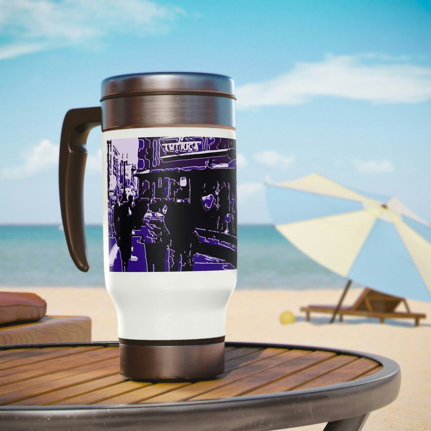 Stainless Steel Travel Mug with Handle, 14oz ... San Francisco ... 'Rice-A-Roni-A-San Francisco Treat' ... "A Cable Car Classic" ... Family Archives: 1973 ... Original Works ...