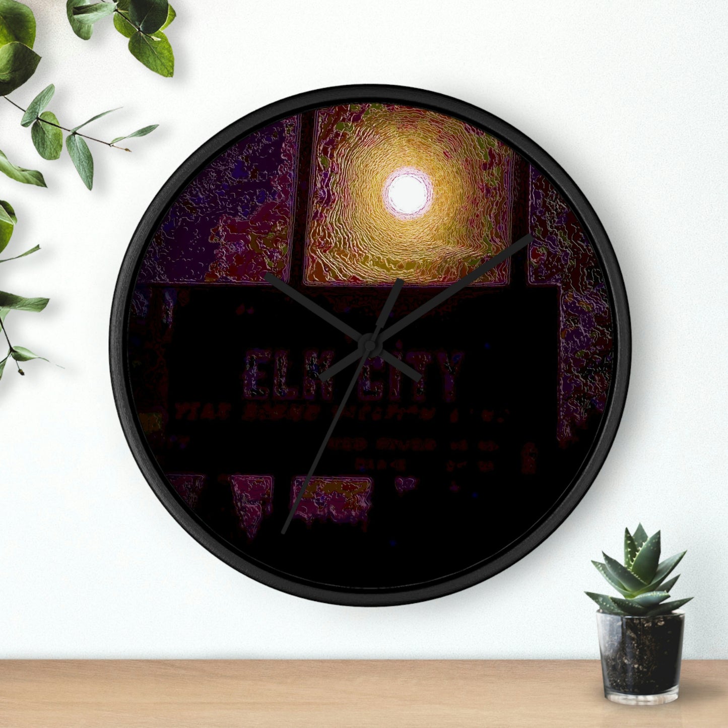 Wall clock ... Car Approaches From The Stern ... Moon Ascendary From The Bow ... "Two Friendly Travellers On A Cold Night Near Elk City" ... C