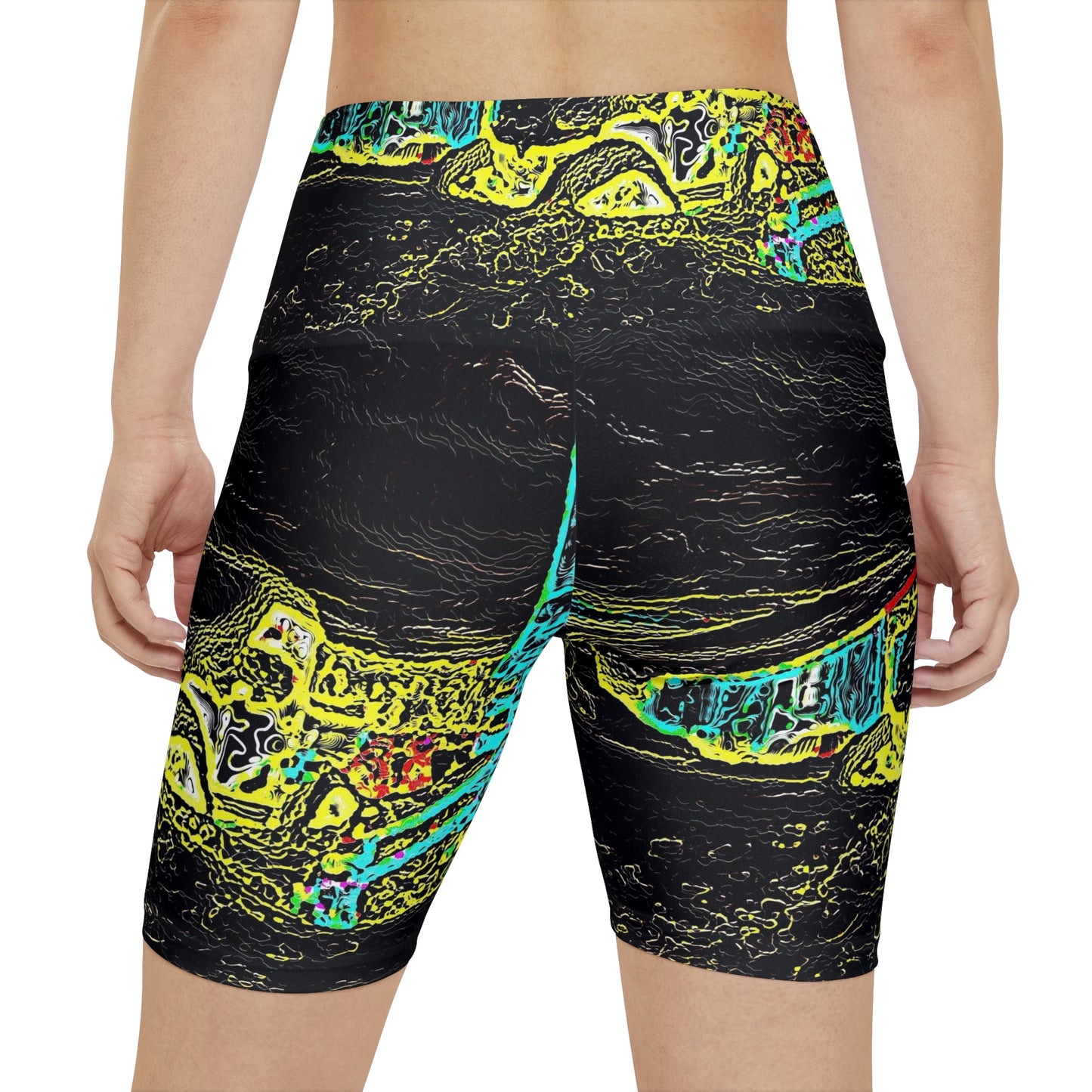 Women's Workout Shorts (AOP) ... "Snow Vehicle In Snow Storm At-Rest" ... Circa 12Mar23 ... Central Idaho ... 18-Hours Rendering Time: Original Works ...
