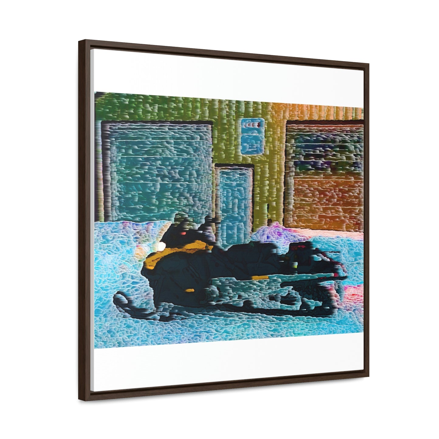 Gallery Canvas Wraps, Square Frame ... Snowmobile & Impressionalism ... 'Collecting Mail & Packages' .... Dixie, Idaho, USA ... Original Works: 10 Hours Rendering Time ...