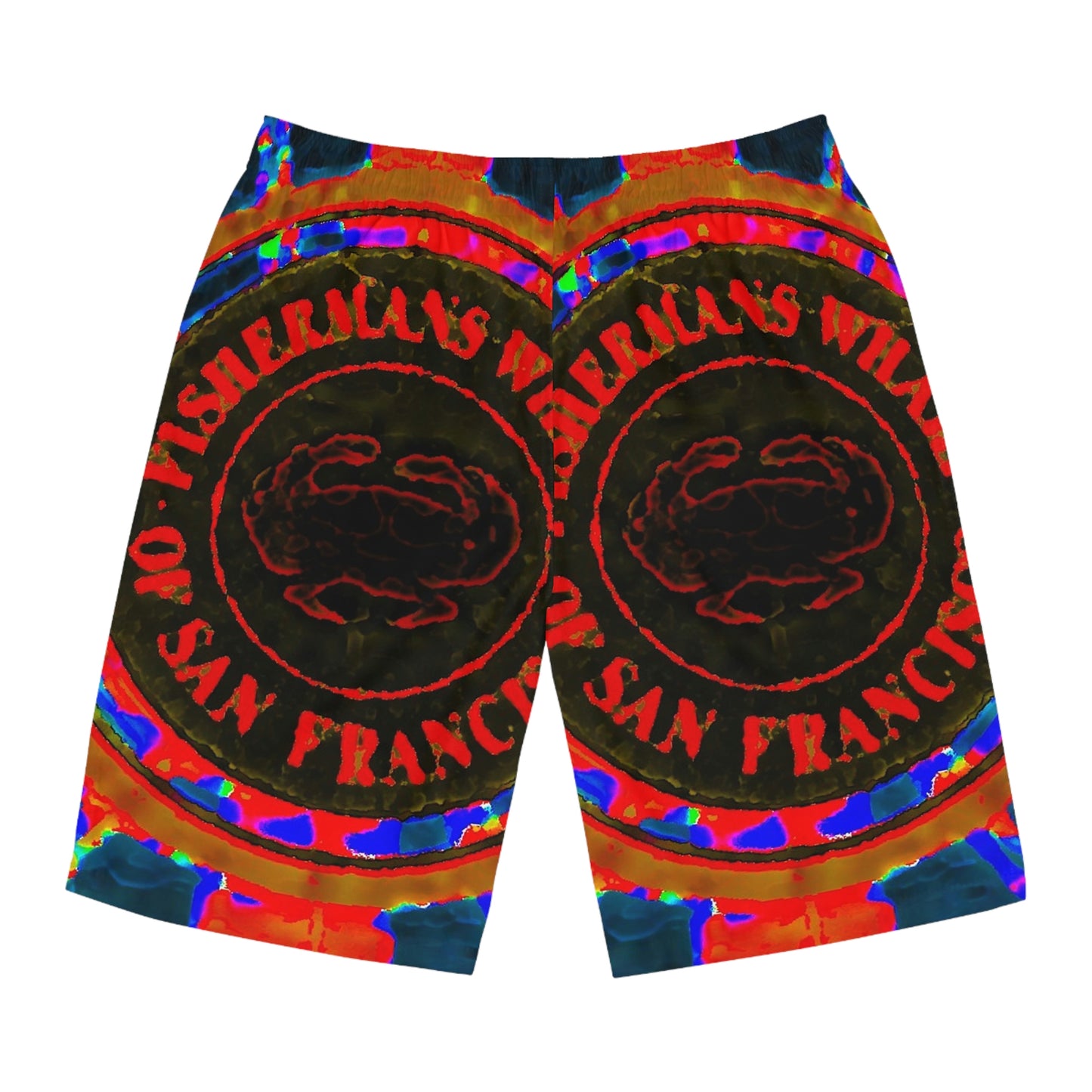 Men's Board Shorts (AOP) ... "No.9 Fishermen's Grotto - Fishermen's Wharf, SF, California" ... Family Archives: 1970's ... Original Works ...