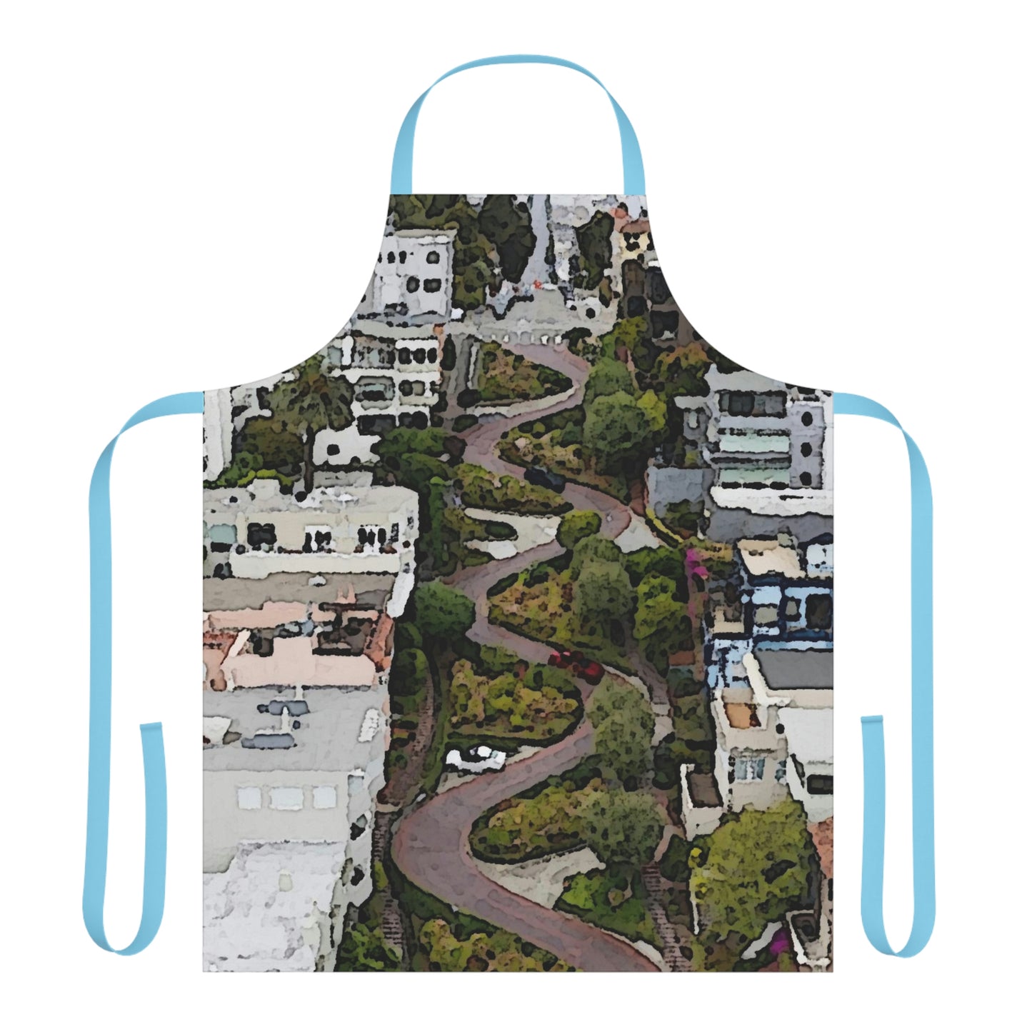 Apron (AOP) ... A Crazy Street ... 'Eight Winding Curve-Switchbacks' ... "Lombard Street, San Francisco, CA' ... Family Archives: 1970's ... Original Works ...