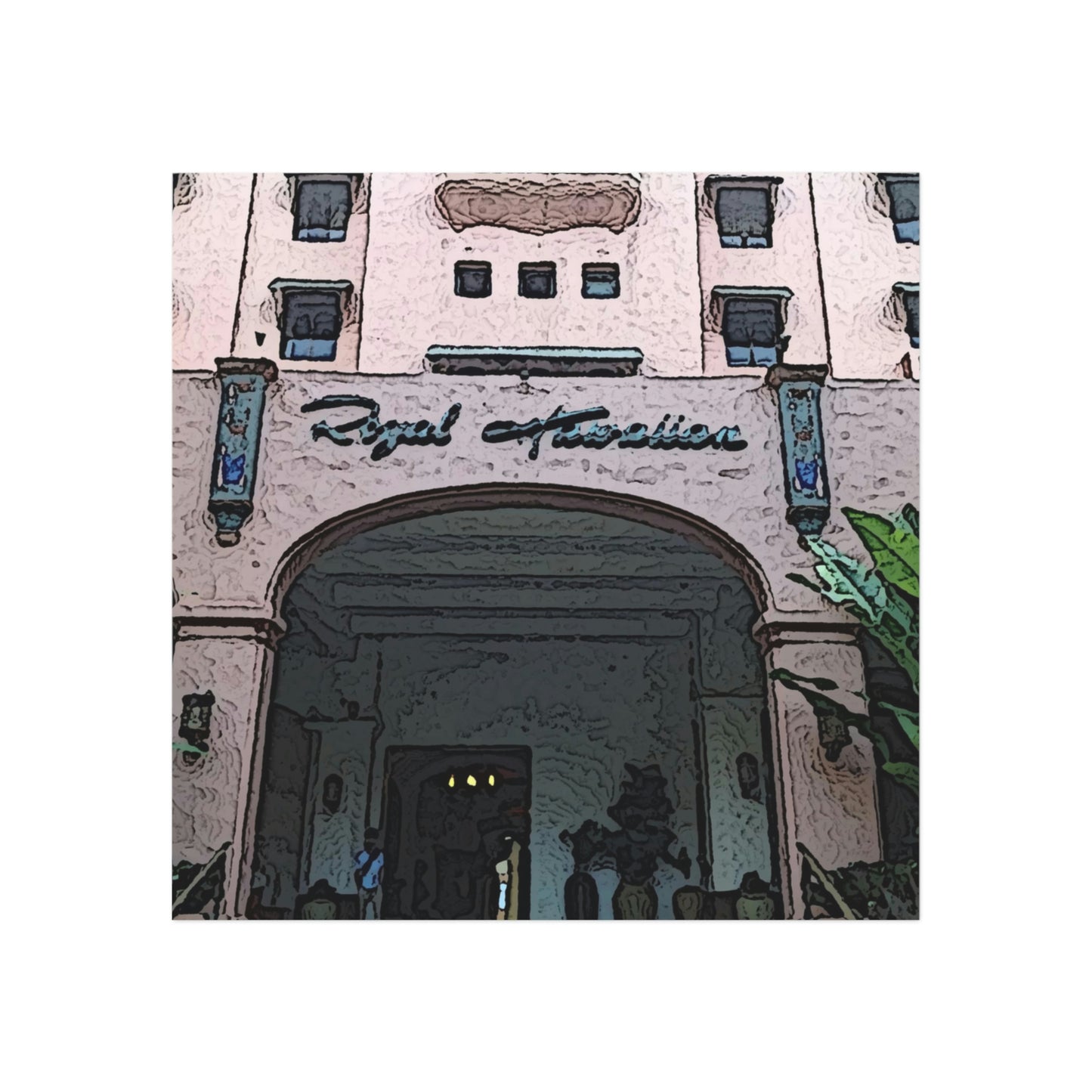 Square Magnet ... "La Grande Entree" At: 'The Pink Palace' ... The Royal Hawai'ian ... Honolulu, HI ... '27Oct2014' ... Original Works ...