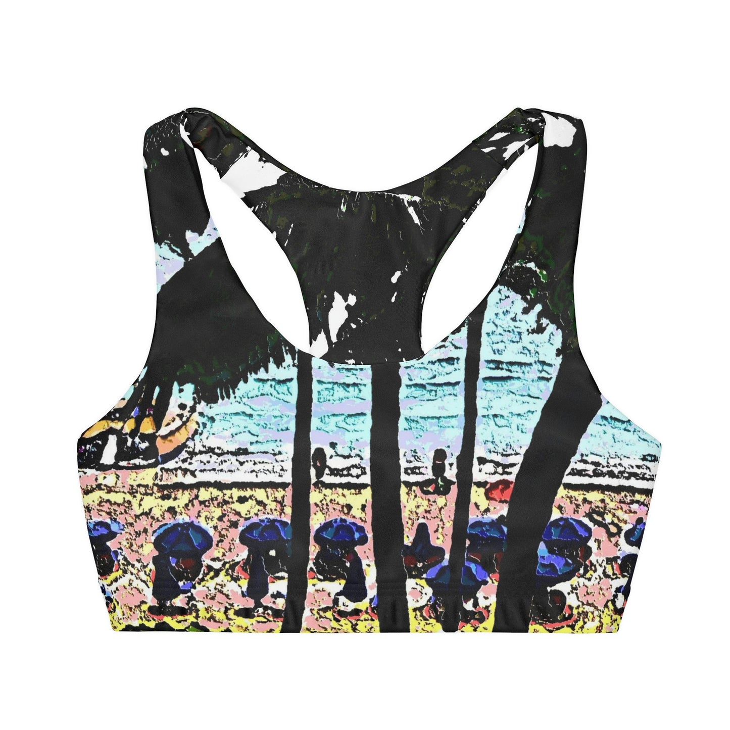 Girls' Double Lined Seamless Sports Bra ...  "A Beautiful Beach Amongst The Palms" ... The Outrigger Waikiki, Honolulu, Oahu ... Original Works ...