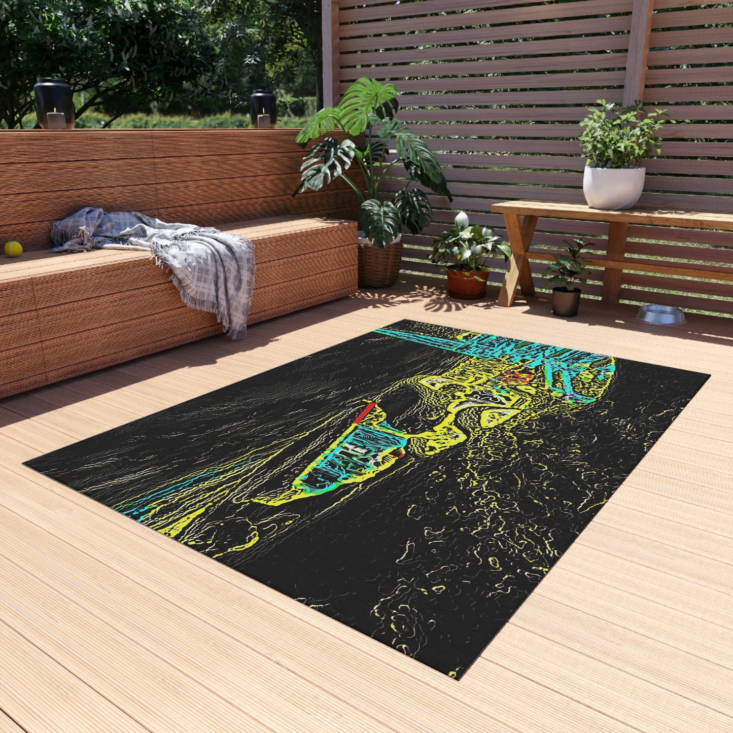 Outdoor Rug ... "Snow Vehicle In Snow Storm At-Rest" ... Circa 12Mar23 ... Central Idaho ... 18-Hours Rendering Time: Original Works ...
