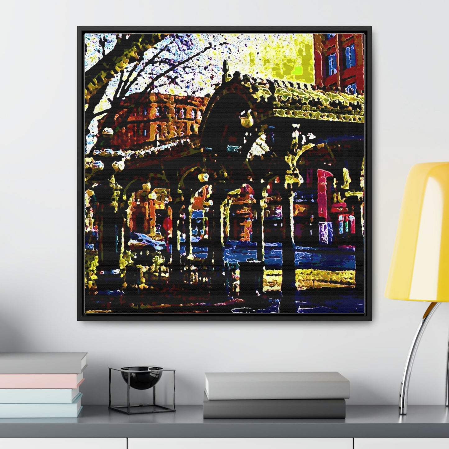 Gallery Canvas Wraps, Square Frame ... A Very Fine Place To Meet ... To Catch The Bus ... 'To Find A Friend' .. Just-To-Hangout ... Dr FJHolt Base Photo ... Original Works ...