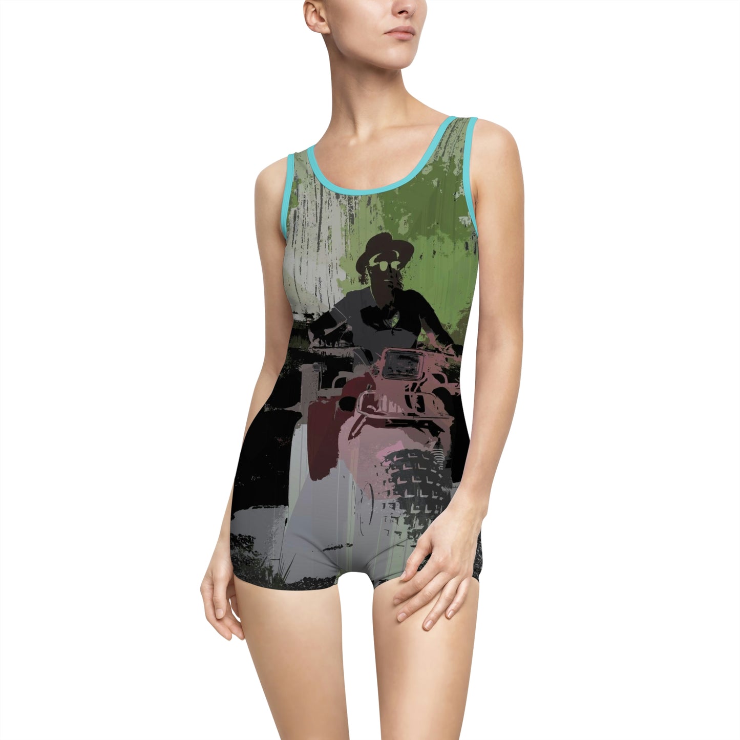 Women's Vintage Swimsuit ... 3-Wheeln' N' Groovin The Mountain Roads ... Central Idaho ... Original Works ...