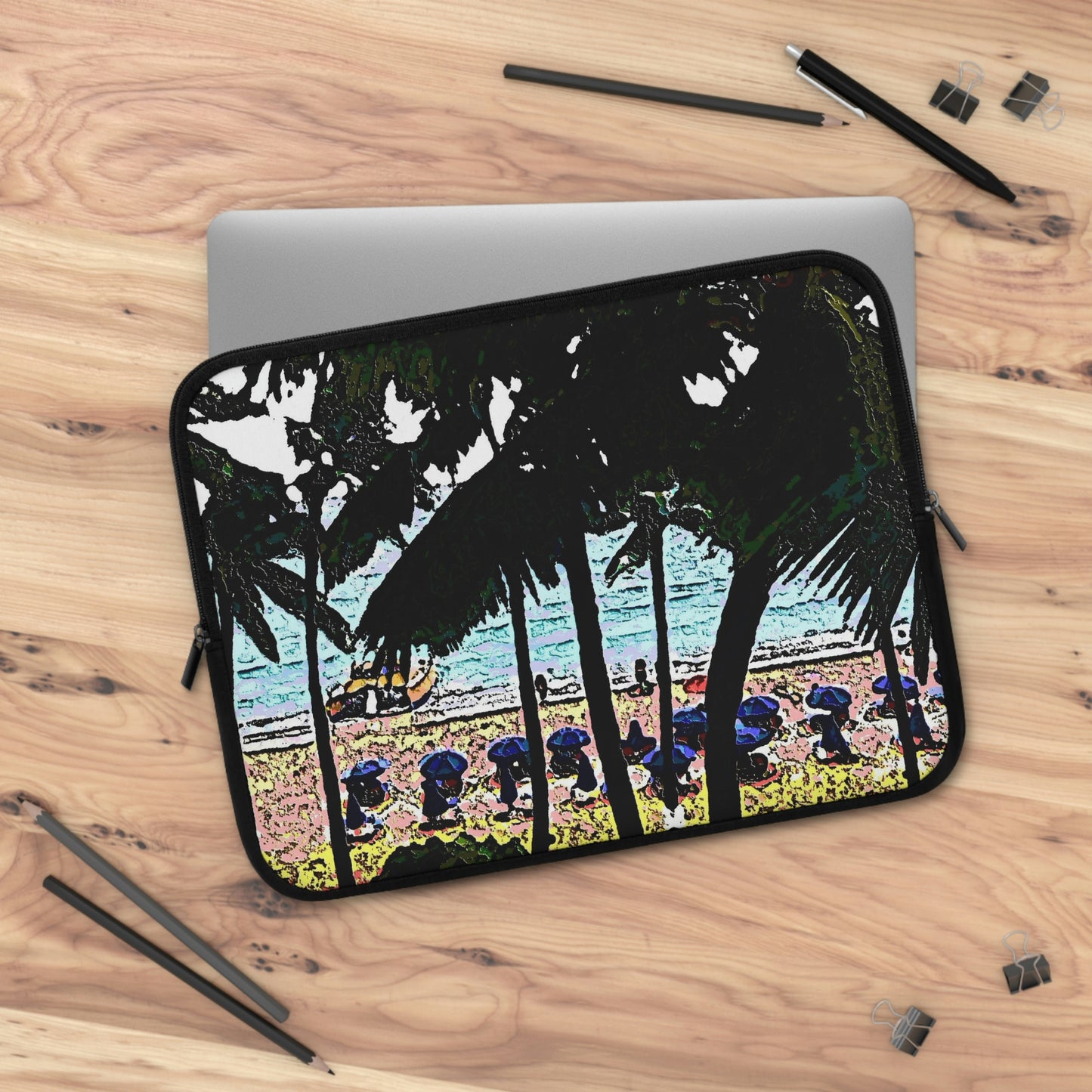 Laptop Sleeve ... "A Beautiful Beach Amongst The Palms" ... The Outrigger Waikiki, Honolulu, Oahu ... Original Works ...