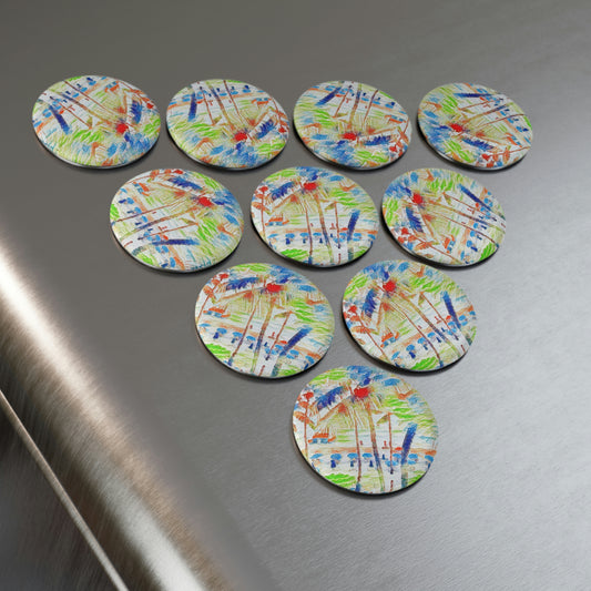 Button Magnet, Round (1 & 10 pcs) ... "The Royal Hawai'ian: Waikiki Beach_Beach" ... Honolulu, HI ... October 2014 (Halloween) ... Original Works ...