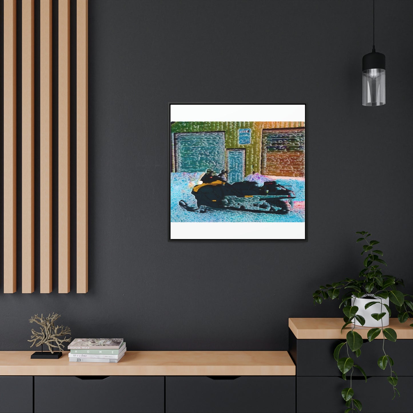 Gallery Canvas Wraps, Square Frame ... Snowmobile & Impressionalism ... 'Collecting Mail & Packages' .... Dixie, Idaho, USA ... Original Works: 10 Hours Rendering Time ...