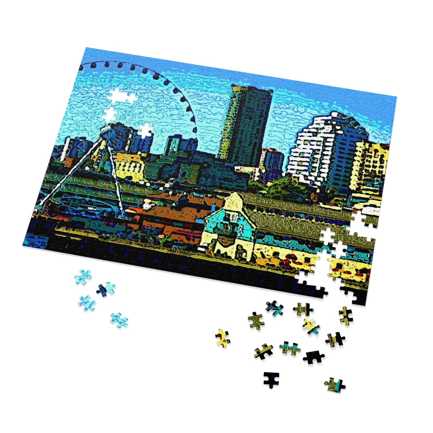 Jigsaw Puzzle (30, 110, 252, 500,1000-Piece) ... That Classic Wheel ... 'Seattle's Wheel' ... & An Old Classic Waterside Vendors ...  'Family Archives' ... Original Works ...