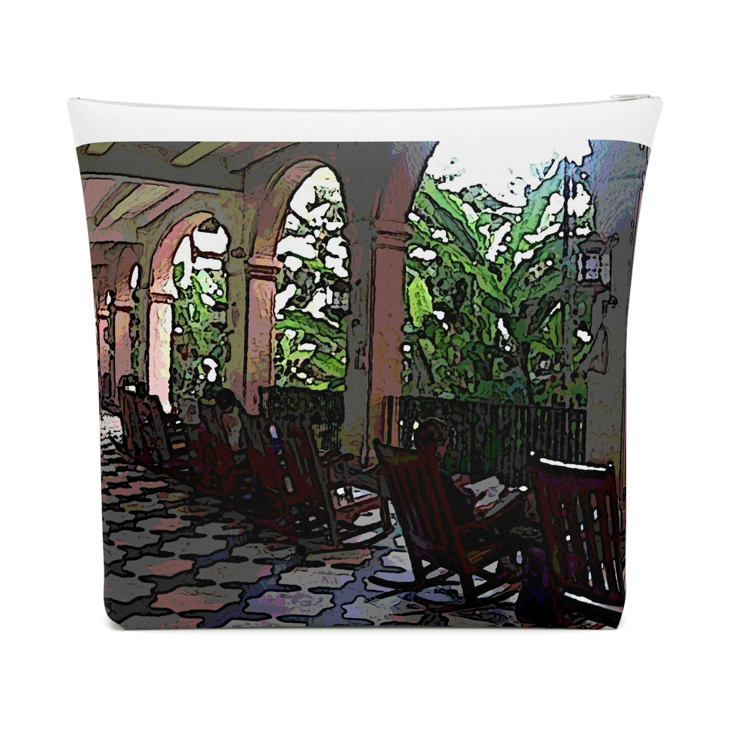 Cotton Cosmetic Bag ...  Lanai & Rocking Chairs At: 'The Pink Palace' ... The Royal Hawai'ian ... Honolulu, HI ... '27Oct2014' ... Original Works ...