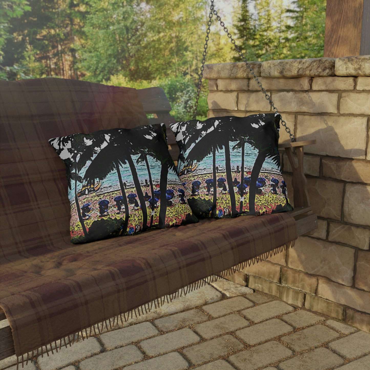 Outdoor Pillows ... "A Beautiful Beach Amongst The Palms" ... The Outrigger Waikiki, Honolulu, Oahu ... Original Works ...