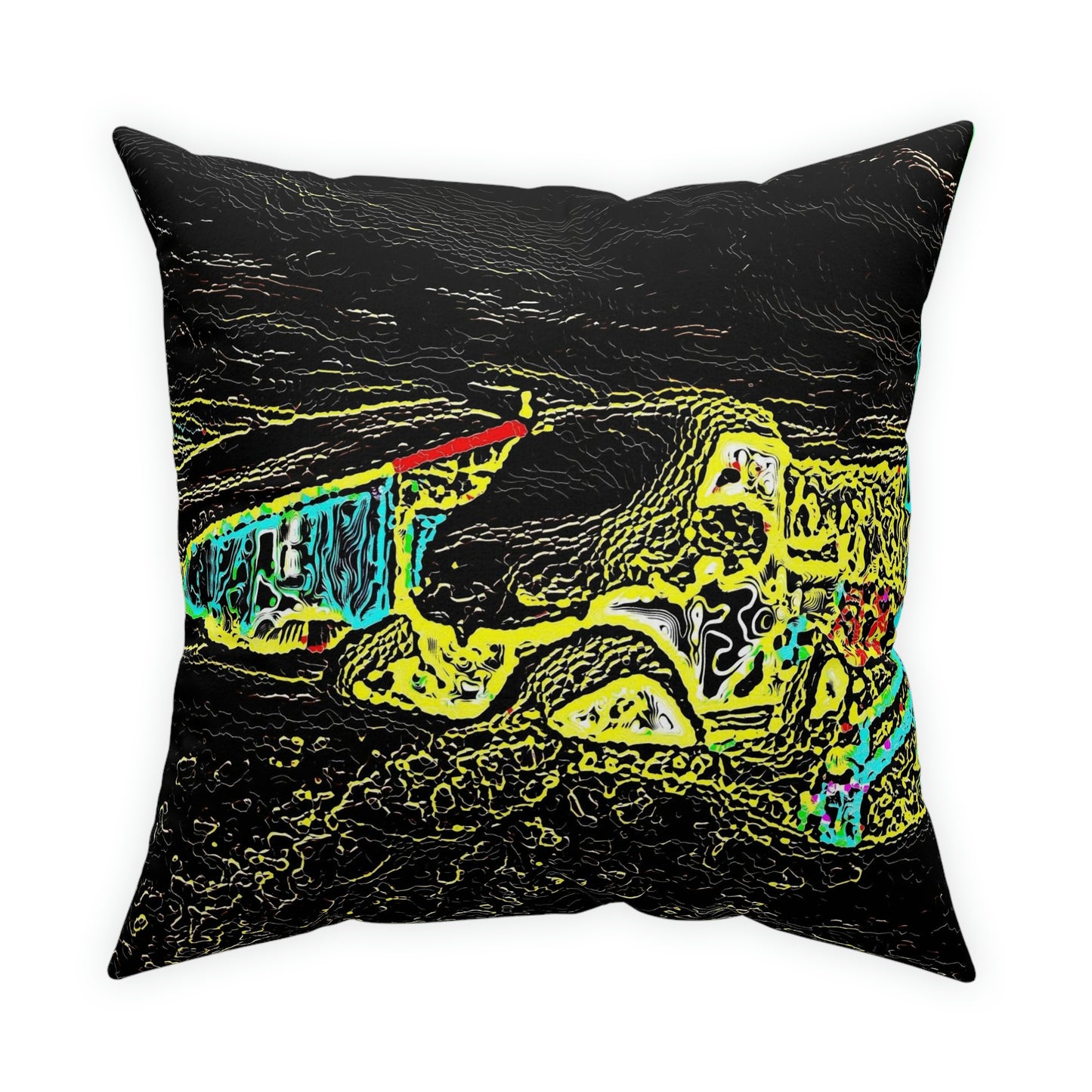 Broadcloth Pillow ...  "Snow Vehicle In Snow Storm At-Rest" ... Circa 12Mar23 ... Central Idaho ... 18-Hours Rendering Time: Original Works ...
