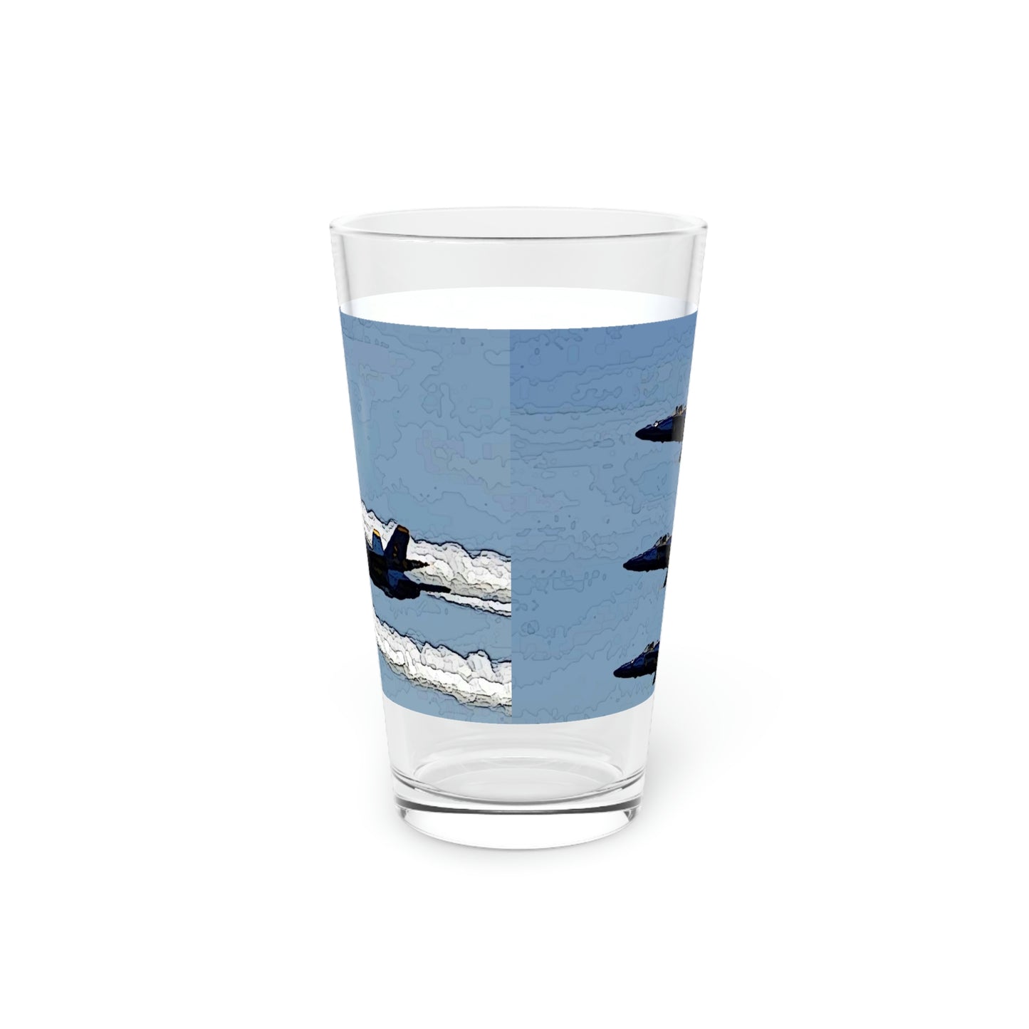 Pint Glass, 16oz ... Seattle Seafair ..."Blue Angels Run Over Lake Washington" ... Circa Mid 1980's ... Dr FJ Holt ... Original Works ...