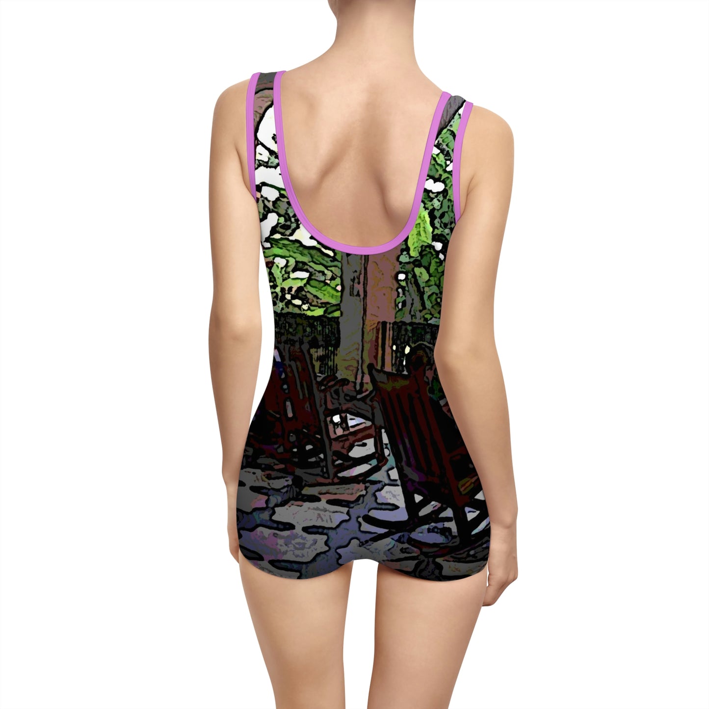 Women's Vintage Swimsuit ... Lanai & Rocking Chairs At: 'The Pink Palace' ... The Royal Hawai'ian ... Honolulu, HI ... '27Oct2014' ... Original Works ...