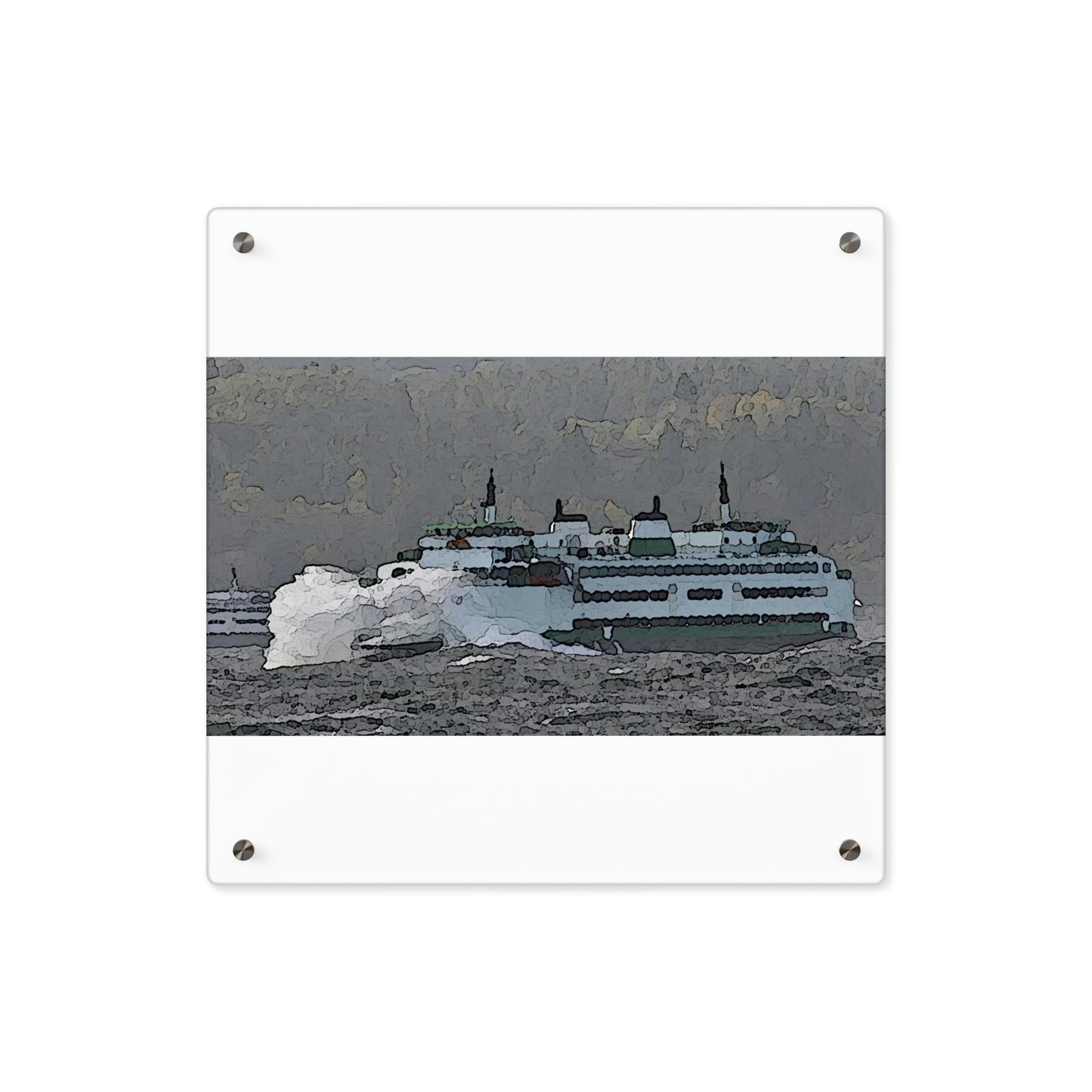 Acrylic Wall Art Panels ... WADOT Ferry Crossing ... "A Very Rough Day" ... Mulkiteo Route ... Family Archives ... Early 1990's' ... Original Works ...
