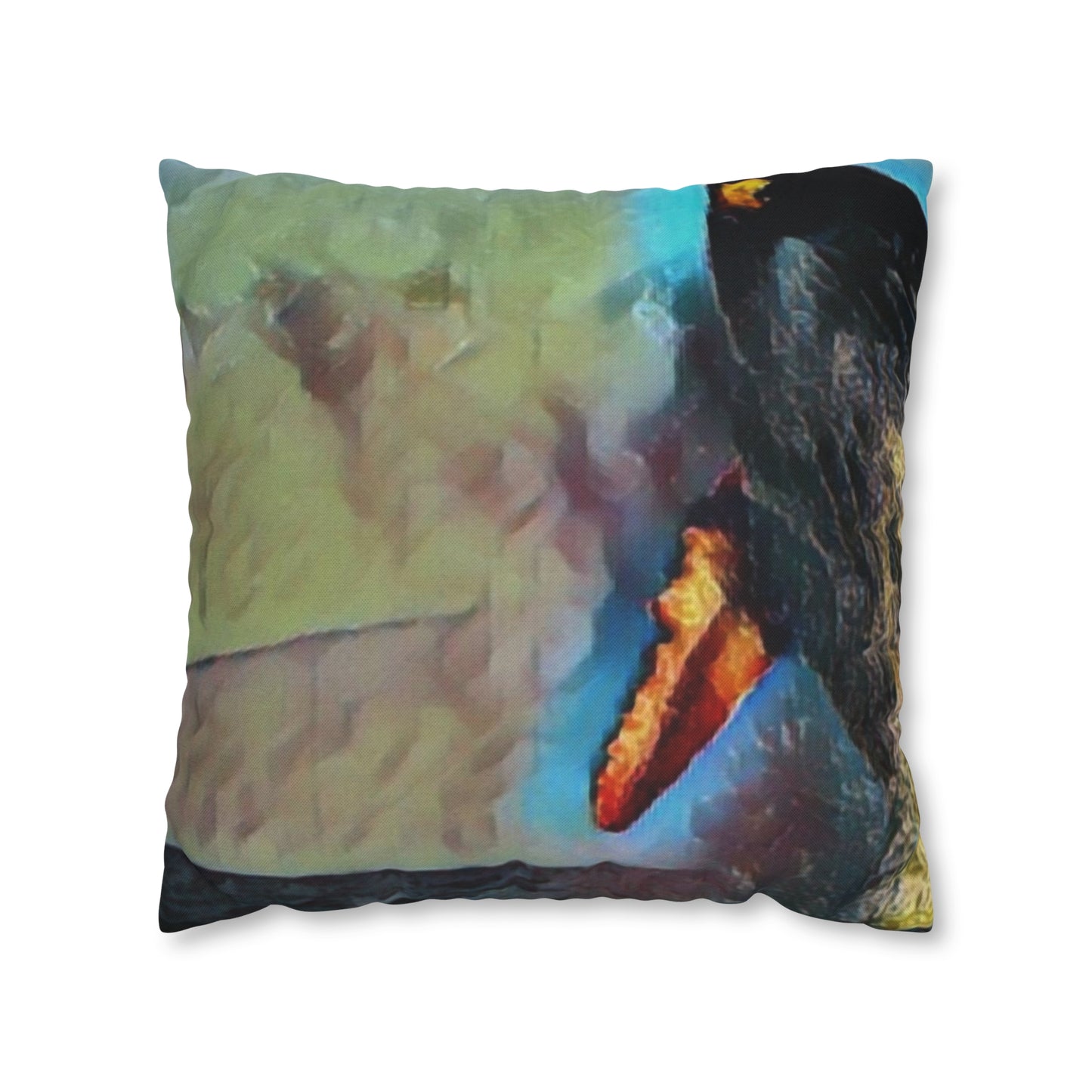 Spun Polyester Square Pillow Case ... An Extraordinary Humpback Breach ... 'With Explosive Energy' ... Family Archives (KPH) ... Circa: 21st Century. Maui, HI ... Original Works ...