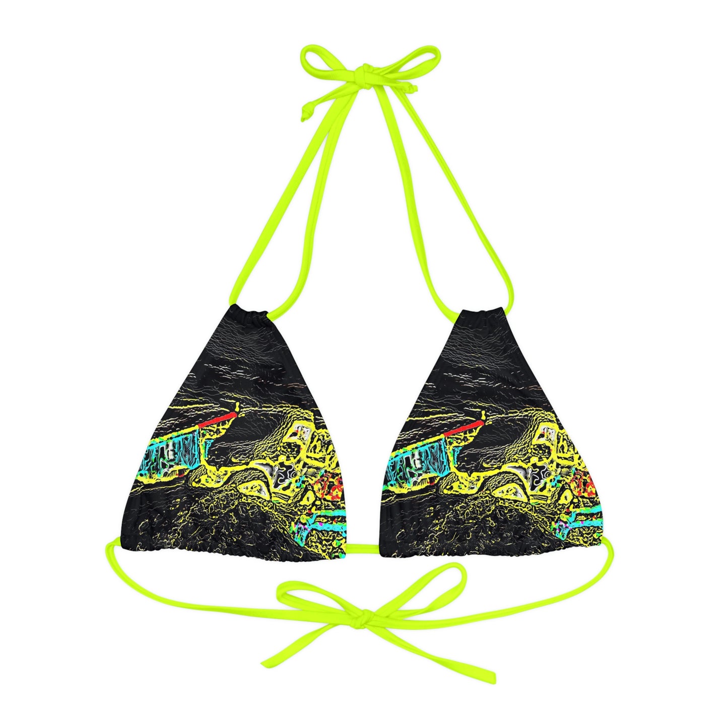 Strappy Triangle Bikini Top (AOP) ... "Snow Vehicle In Snow Storm At-Rest" ... Circa 12Mar23 ... Central Idaho ... 18-Hours Rendering Time: Original Works ...