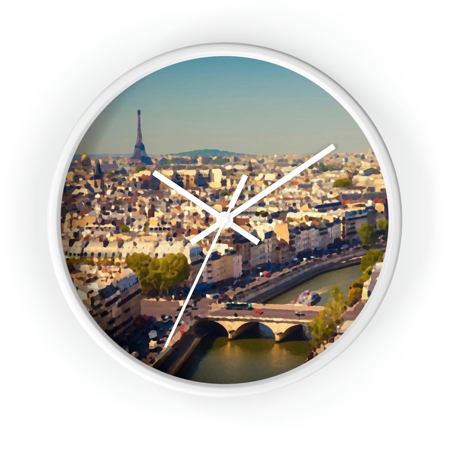 Wall clock ... Au Paris ... "Along The River Seine" ... Barbara Joan Bonnel-Holt: 1972 ... Original Works ...