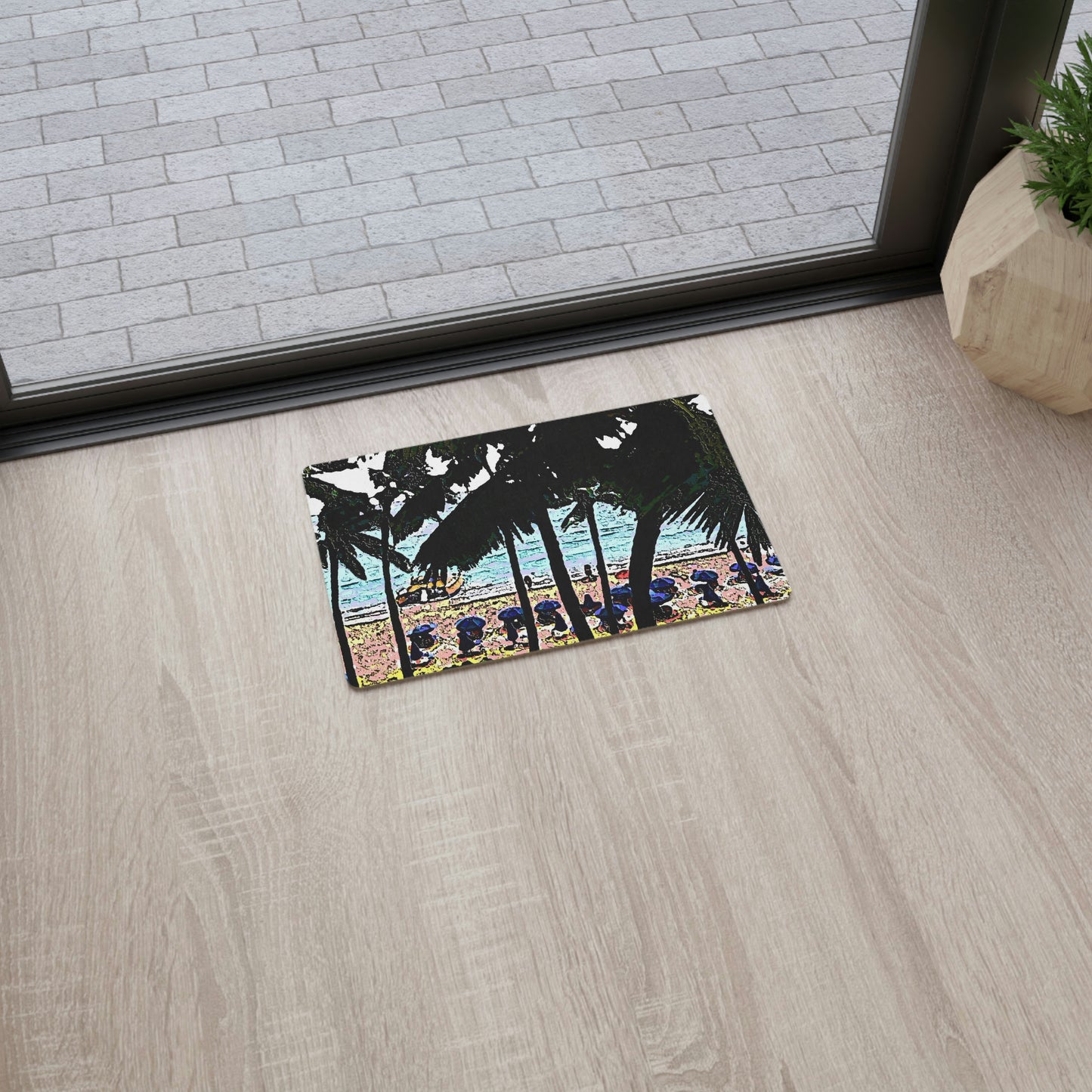 Floor Mat ... "A Beautiful Beach Amongst The Palms" ... The Outrigger Waikiki, Honolulu, Oahu ... Original Works ...