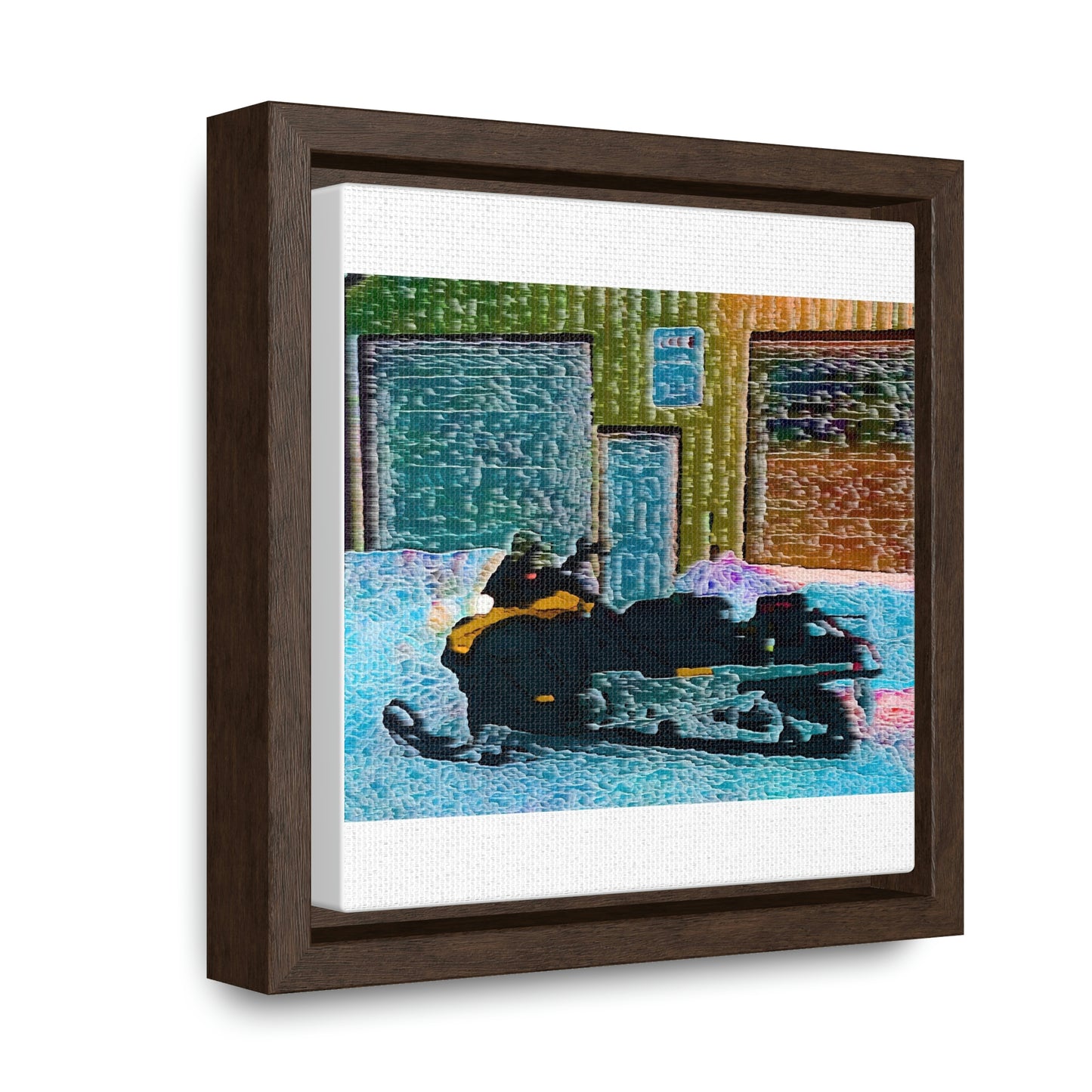 Gallery Canvas Wraps, Square Frame ... Snowmobile & Impressionalism ... 'Collecting Mail & Packages' .... Dixie, Idaho, USA ... Original Works: 10 Hours Rendering Time ...
