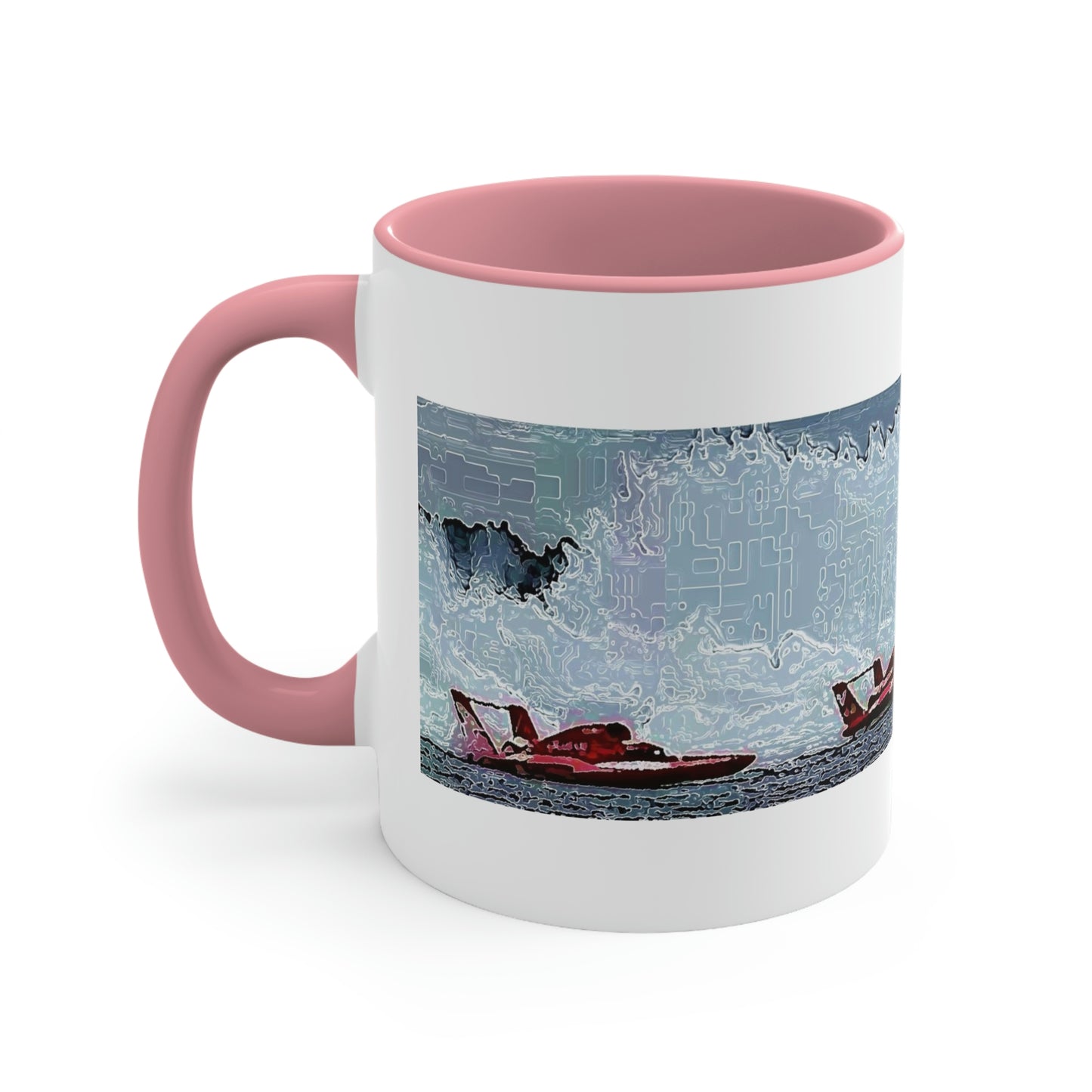 Accent Coffee Mug, 11oz ... Seattle Columbia Cup On Lake Washington ... "Dave Wilcox Heads For The Win" ... Associate Gift-Photo ... Original Works ...
