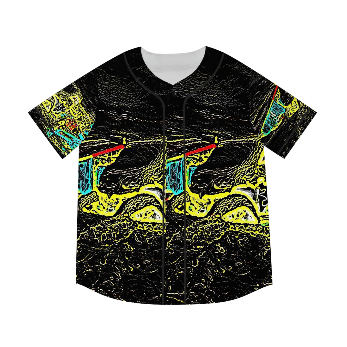 Men's Baseball Jersey (AOP) ... "Snow Vehicle In Snow Storm At-Rest" ... Circa 12Mar23 ... Central Idaho ... 18-Hours Rendering Time: Original Works ...