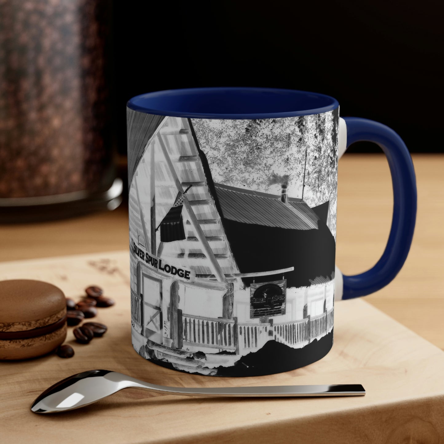 Accent Coffee Mug, 11oz ... A Beautiful Lodge & Back-Country Outfitter In A Mountain Town ... 'Dixie, Idaho, November 2022' ... Original Works ...