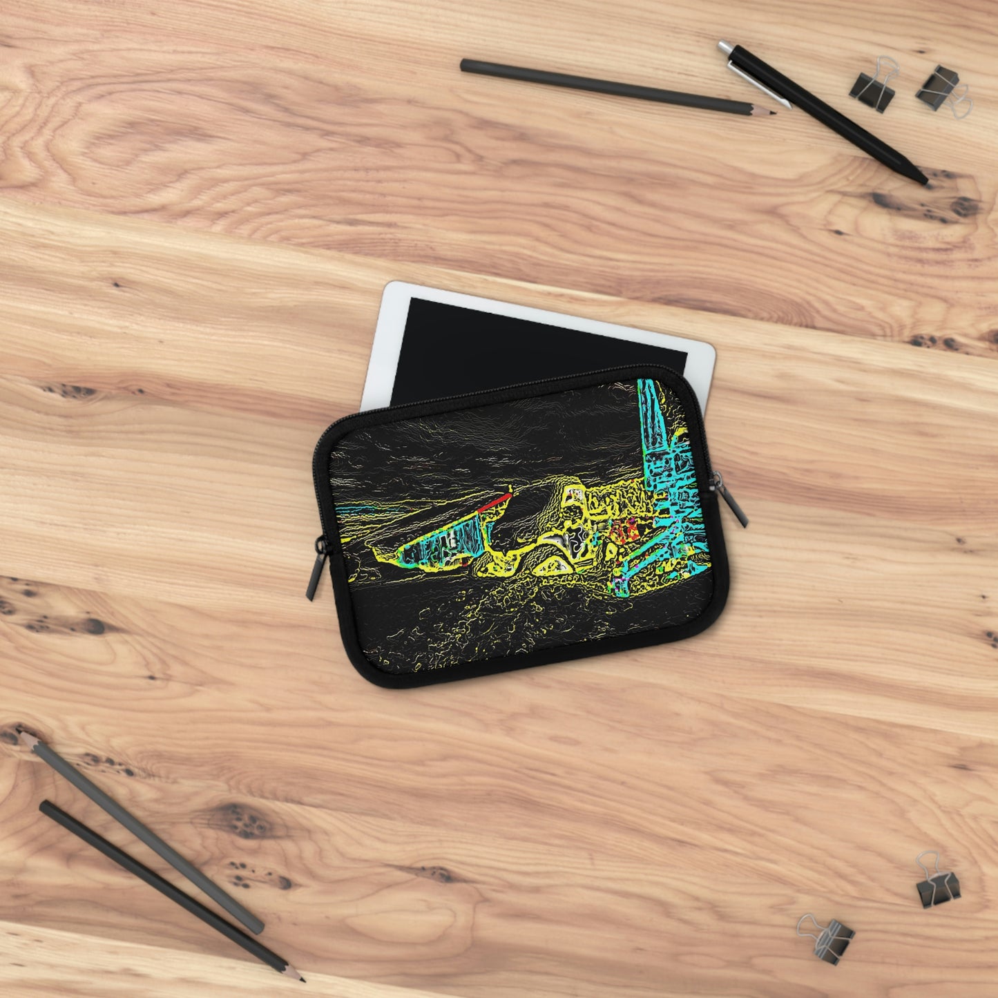 Laptop Sleeve ... "Snow Vehicle In Snow Storm At-Rest" ... Circa 12Mar23 ... Central Idaho ... 18-Hours Rendering Time: Original Works ...