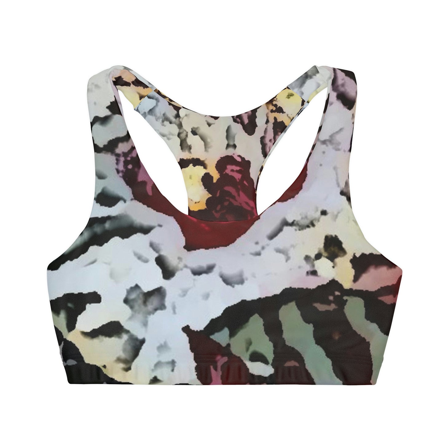 Girls' Double Lined Seamless Sports Bra ... "A Friendly Flower" ... Pointsettia 'Pointing' ... Original Works ... (Supplied Photograph) ...