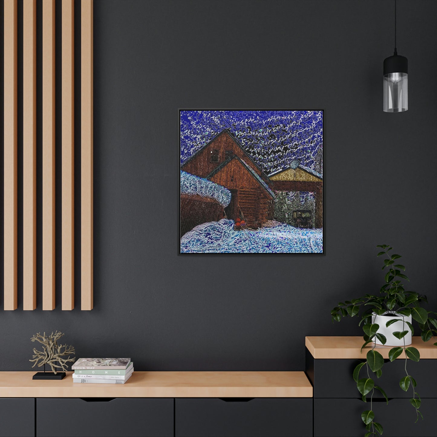 Gallery Canvas Wraps, Square Frame ... A Litle Bit Of Color ...  A Little Bit Of Van Gogh ... A Little Bit Of Vertigo ... "And Away You Go With The Snow .." Original Works: Rendering Time: 16 Hours ...