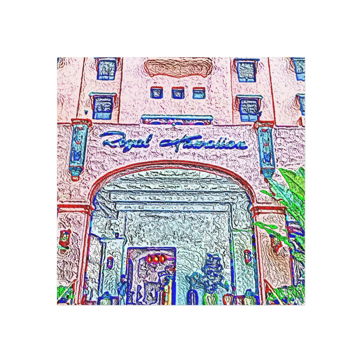 Square Magnet ... "La Grande Entree" At: 'The Pink Palace' ... The Royal Hawai'ian ... Honolulu, HI ... '27Oct2014' ... Original Works ...