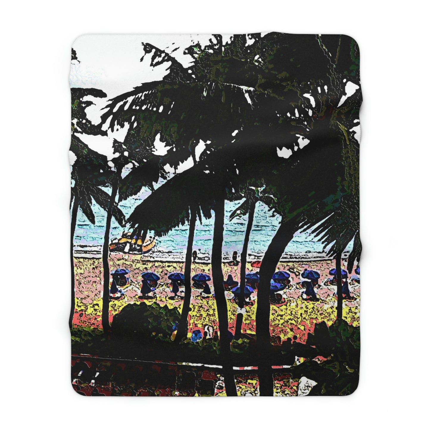 Sherpa Fleece Blanket ... "A Beautiful Beach Amongst The Palms" ... The Outrigger Waikiki, Honolulu, Oahu ... Original Works ...