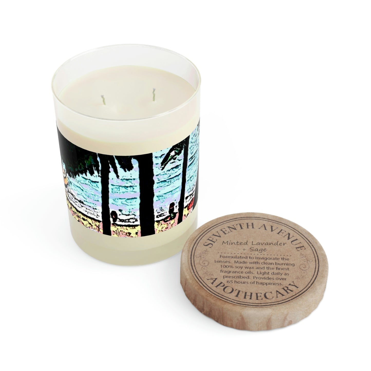Scented Candle - Full Glass, 11oz ... "A Beautiful Beach Amongst The Palms" ... The Outrigger Waikiki, Honolulu, Oahu ... Original Works ...