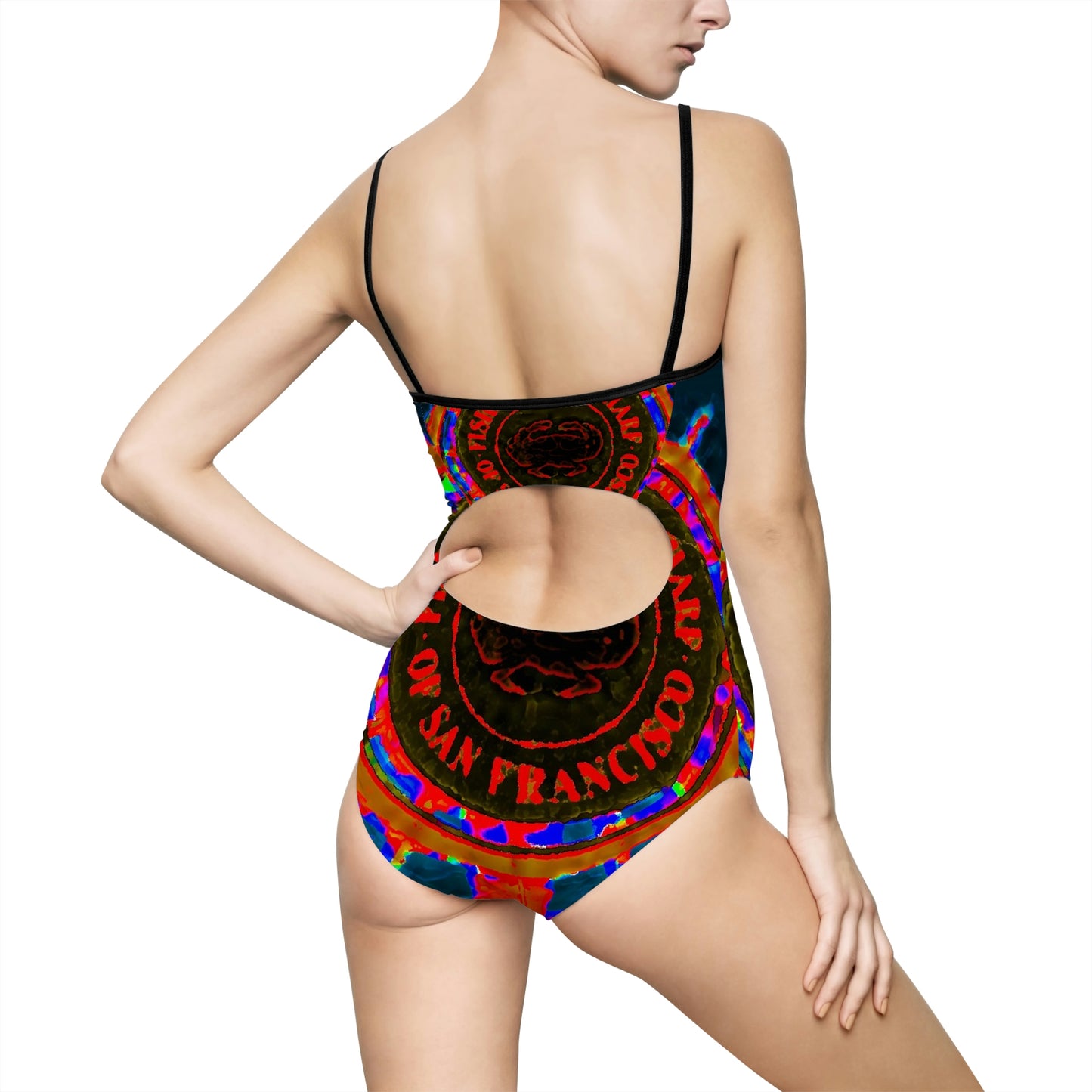 Women's One-piece Swimsuit ... "No.9 Fishermen's Grotto - Fishermen's Wharf, SF, California" ... Family Archives: 1970's ... Original Works ...