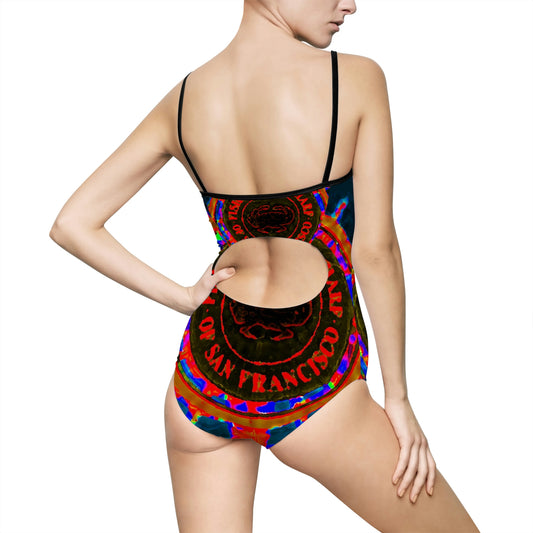 Women's One-piece Swimsuit ... "No.9 Fishermen's Grotto - Fishermen's Wharf, SF, California" ... Family Archives: 1970's ... Original Works ...