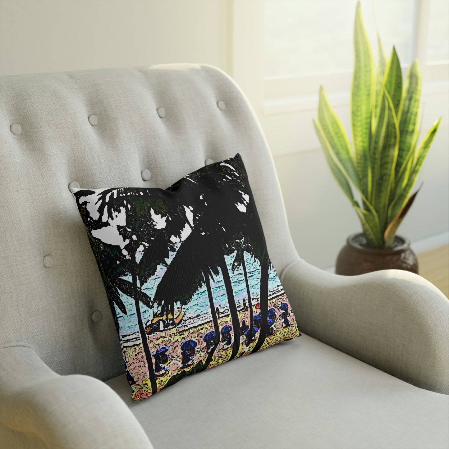 Cushion ... "A Beautiful Beach Amongst The Palms" ... The Outrigger Waikiki, Honolulu, Oahu ... Original Works ...