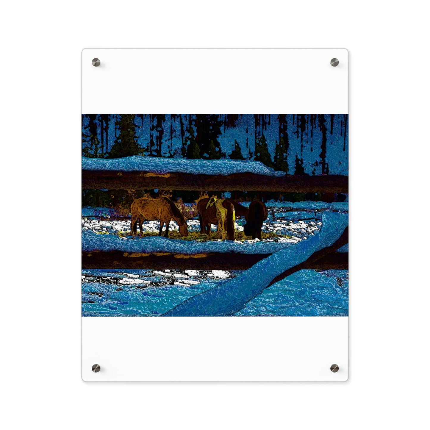 Acrylic Wall Art Panels ... A Horse ... A Saddle ...  Foraging Through The Snow ...  An_Asses 'Cry' ... Central Idaho, November 2022 ...  Original Works ...